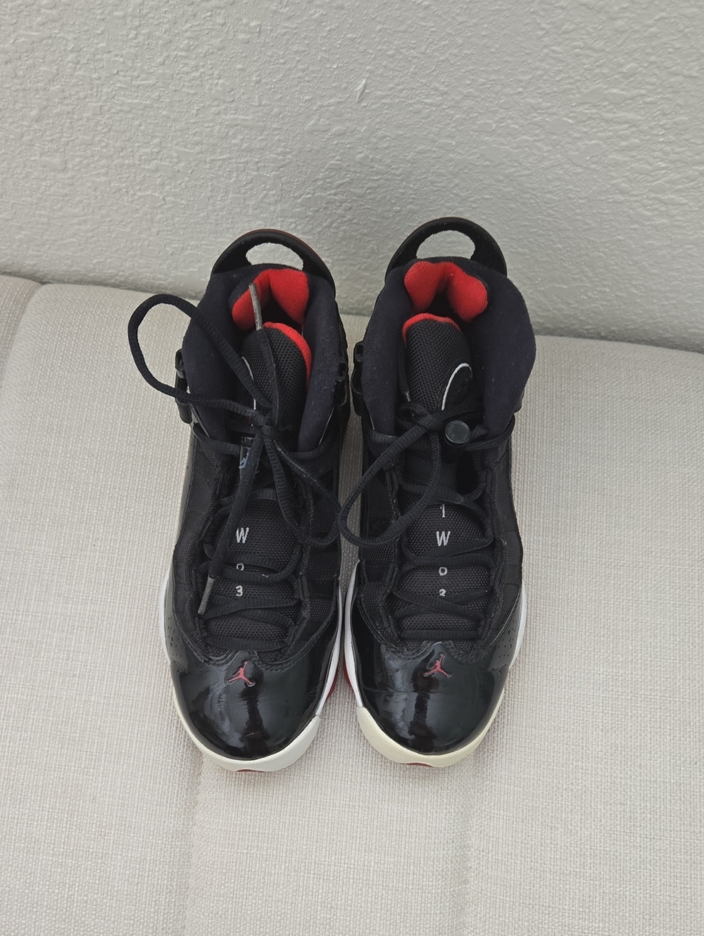 Jordan 6 Ring Nike Black and Red High-Top Sneakers